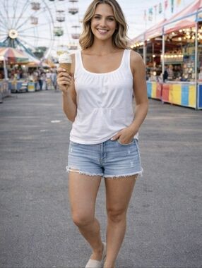 White Sleeveless Top With Unique Front Detail